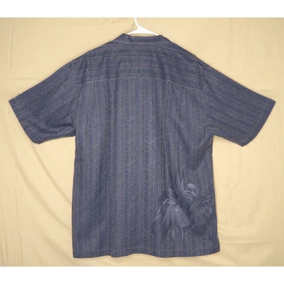 Tommy Bahama 100% Silk Camp Shirt Button Front Blue Tropical Short Sleeves XL - Picture 5 of 11